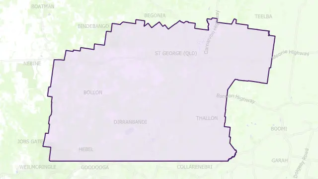 Balonne Council Area Boundary Map