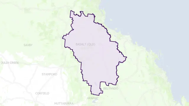 Charters Towers Council Area Boundary Map