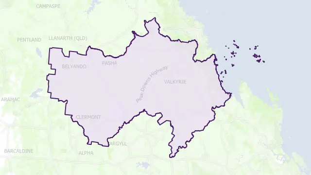 Isaac Council Area Boundary Map