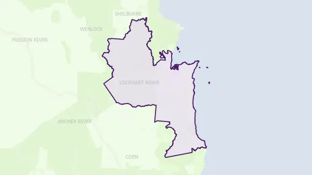 Lockhart River Council Area Boundary Map