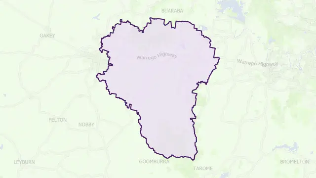 Lockyer Valley Council Area Boundary Map