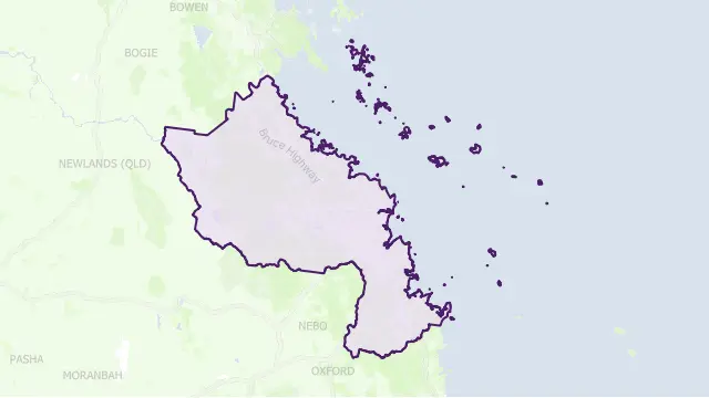 Mackay Council Area Boundary Map