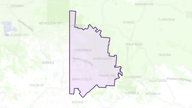 Mount Isa Council Area Boundary Map
