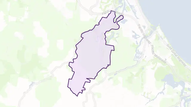 Tallebudgera Area Boundary Map