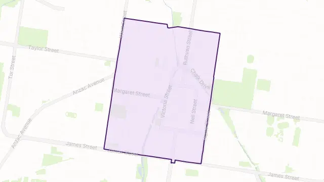 Toowoomba City Area Boundary Map
