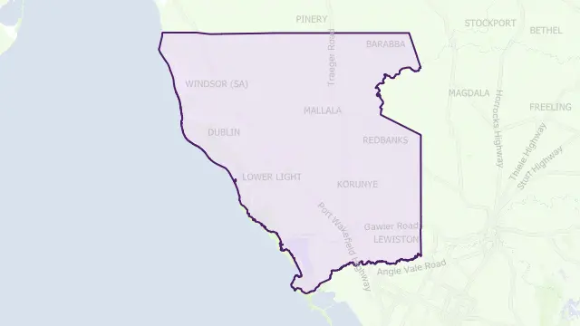 Adelaide Plains Area Boundary Map