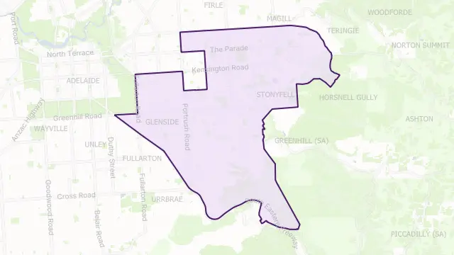 Burnside Council Area Boundary Map