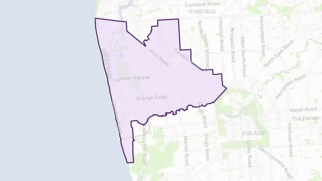 Charles Sturt Council Area Boundary Map