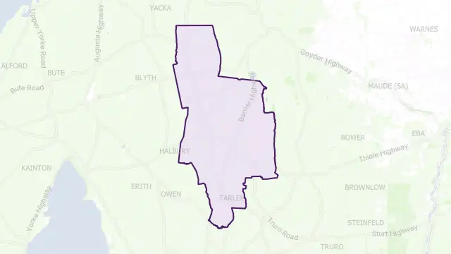 Clare and Gilbert Valleys Council Area Boundary Map