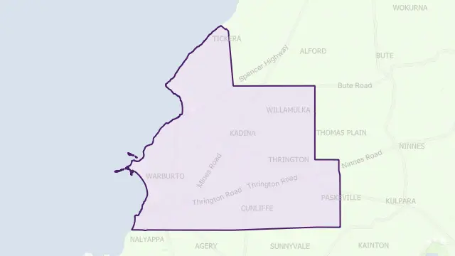 Copper Coast Council Area Boundary Map
