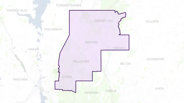Flinders Ranges Council Area Boundary Map