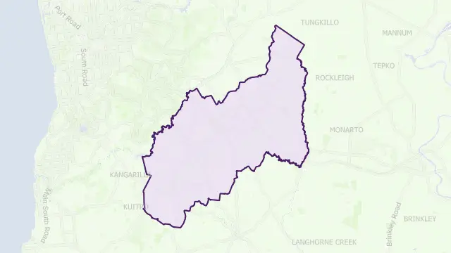 Mount Barker Council Area Boundary Map