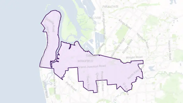 Port Adelaide Enfield Council Area Boundary Map