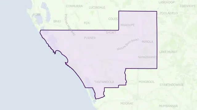 Wattle Range Council Area Boundary Map