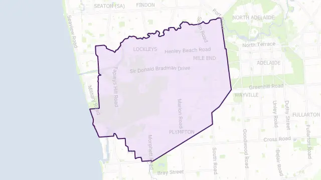 West Torrens Council Area Boundary Map