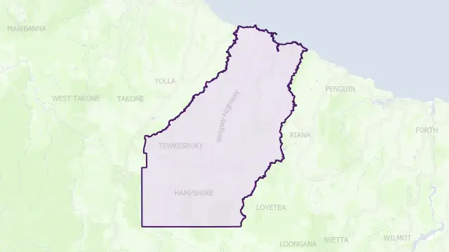 Burnie Council Area Boundary Map