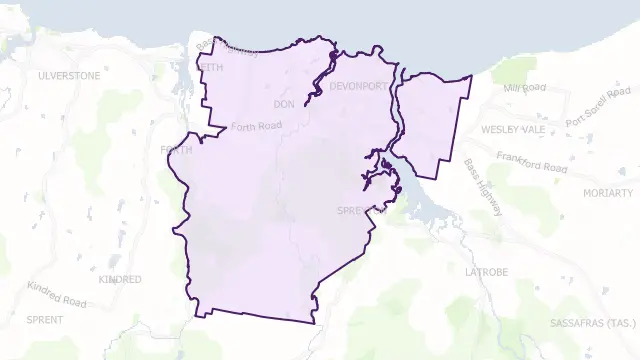 Devonport Council Area Boundary Map