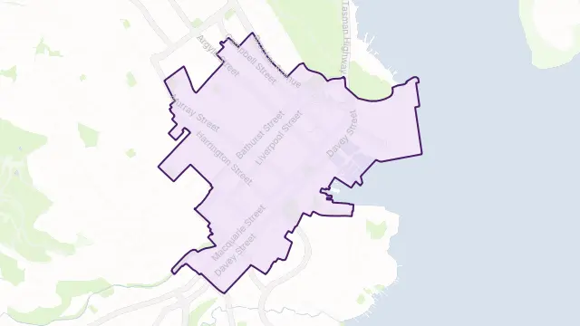 Hobart Area Boundary Map