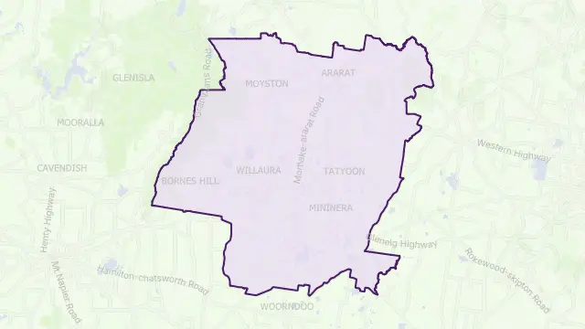 Ararat Council Area Boundary Map