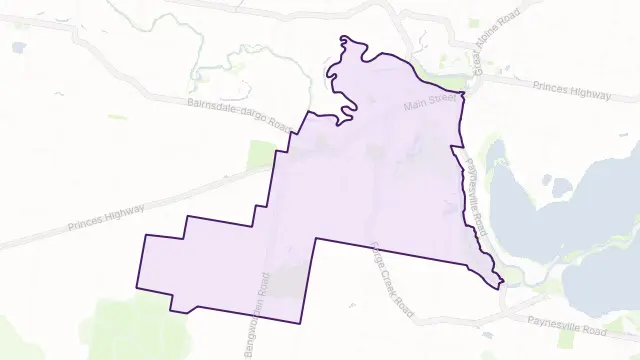 Bairnsdale Area Boundary Map