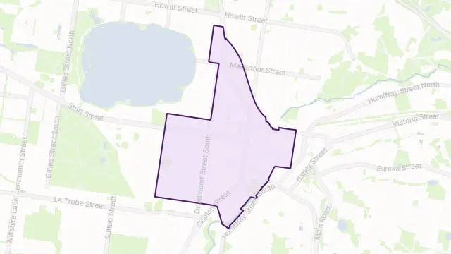 Ballarat Central Area Boundary Map