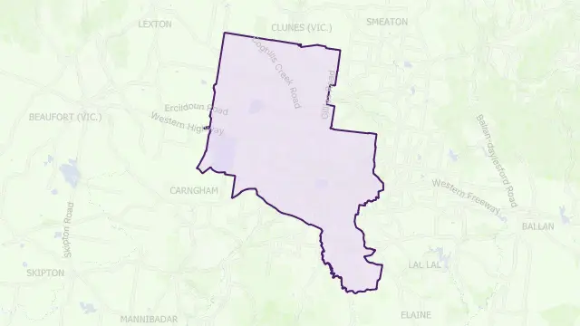 Ballarat Council Area Boundary Map