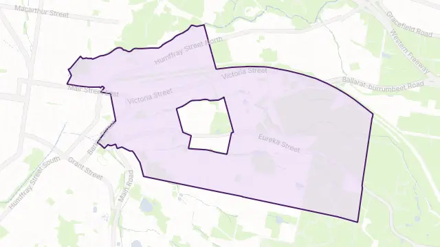 Ballarat East Area Boundary Map
