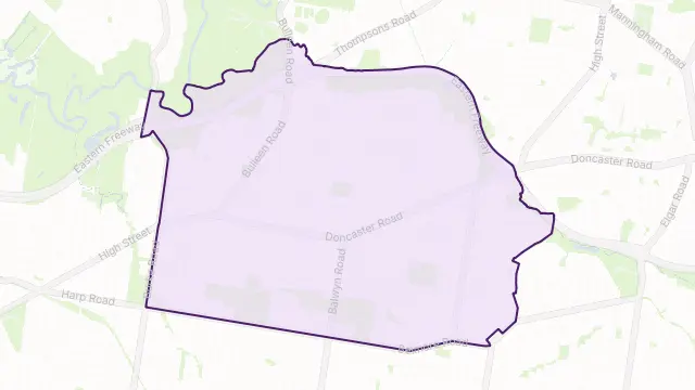 Balwyn North Area Boundary Map