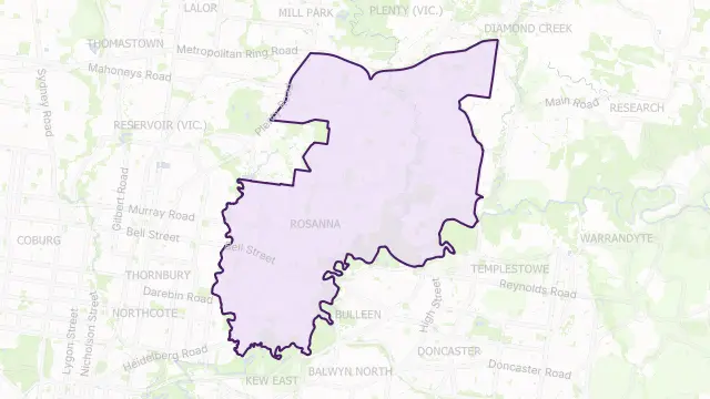 Banyule Council Area Boundary Map