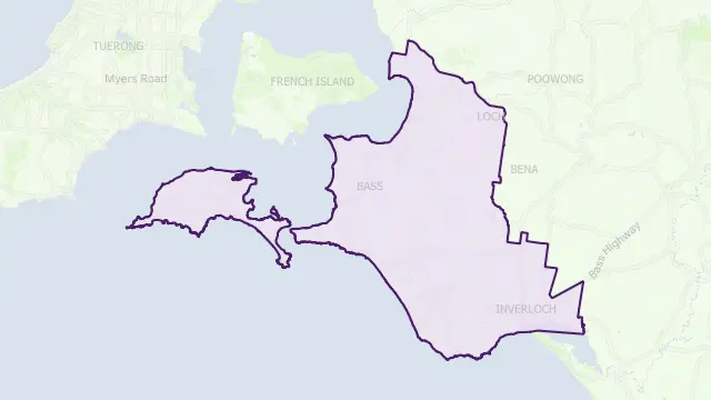 Bass Coast Council Area Boundary Map