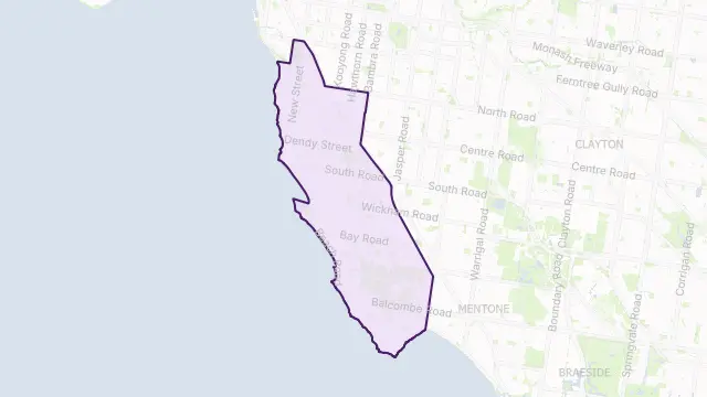 Bayside Council Area Boundary Map