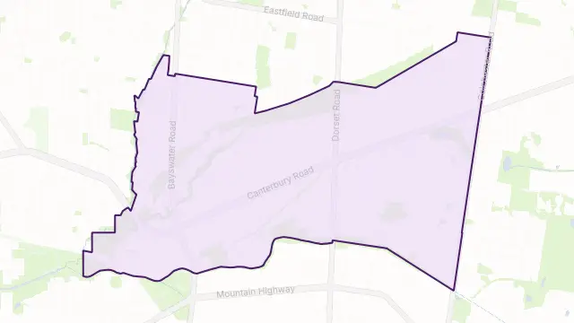 Bayswater North Area Boundary Map