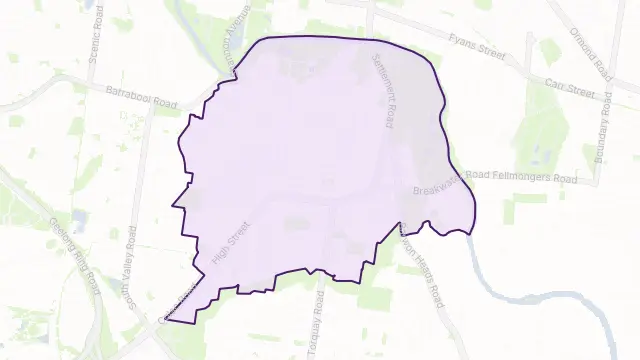 Belmont Area Boundary Map