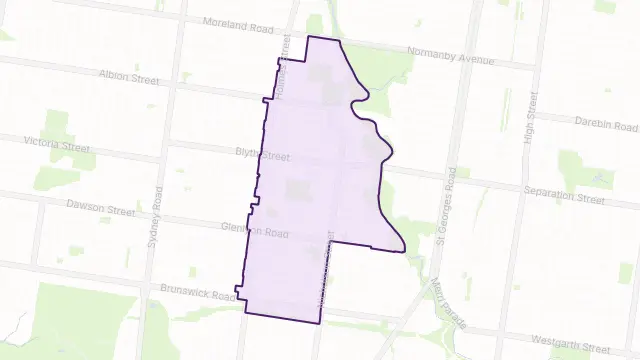 Brunswick East Area Boundary Map