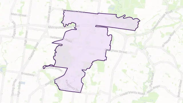 Bundoora Area Boundary Map