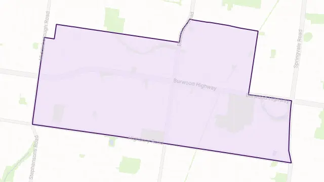 Burwood East Area Boundary Map