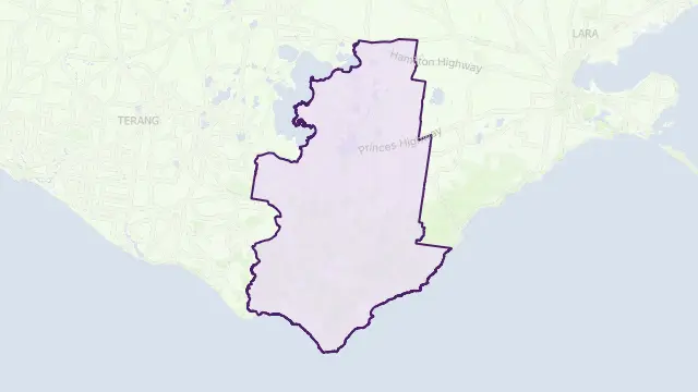 Colac Otway Council Area Boundary Map