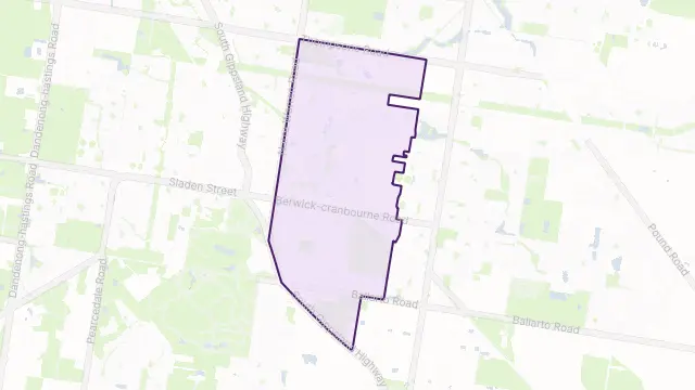 Cranbourne East Area Boundary Map