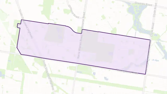 Cranbourne North Area Boundary Map