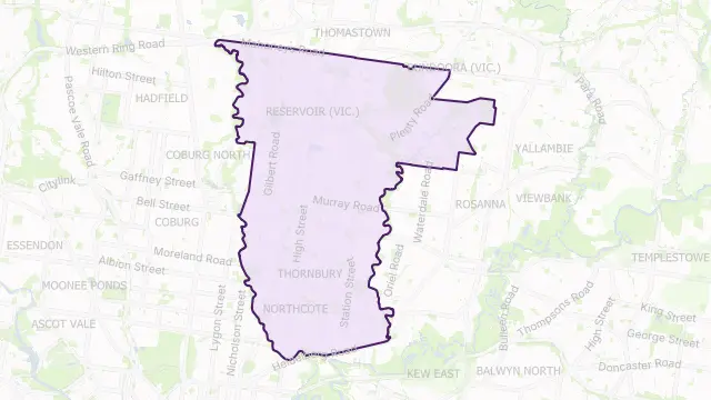 Darebin Council Area Boundary Map