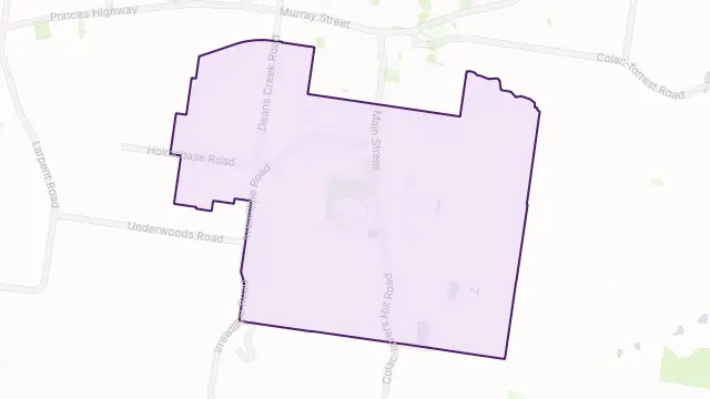 Elliminyt Area Boundary Map