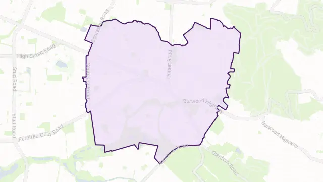 Ferntree Gully Area Boundary Map