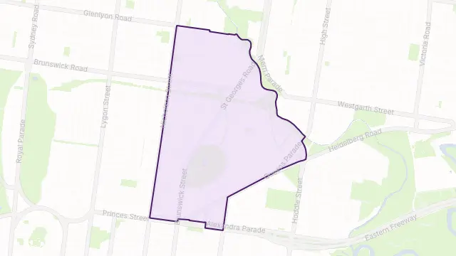 Fitzroy North Area Boundary Map