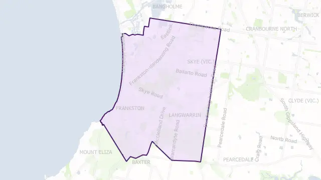 Frankston Council Area Boundary Map