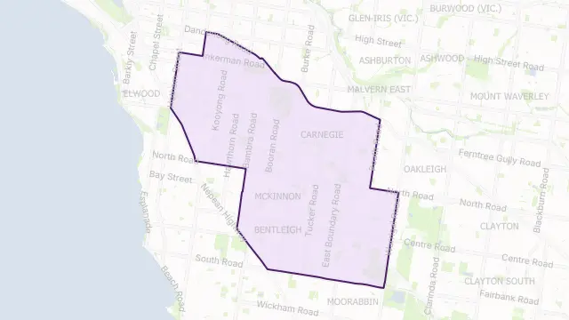 Glen Eira Council Area Boundary Map