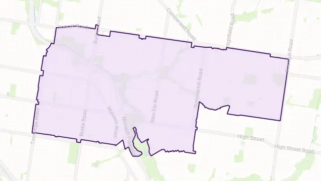 Glen Iris Area Boundary Map