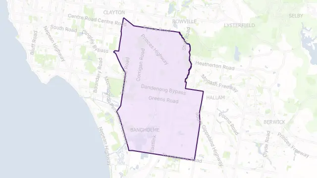 Greater Dandenong Council Area Boundary Map