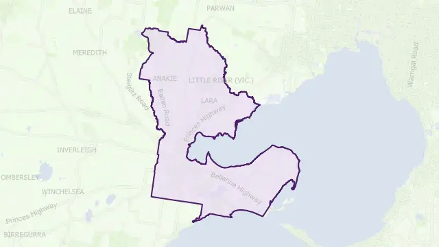 Greater Geelong Council Area Boundary Map