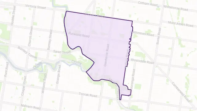 Hawthorn Area Boundary Map