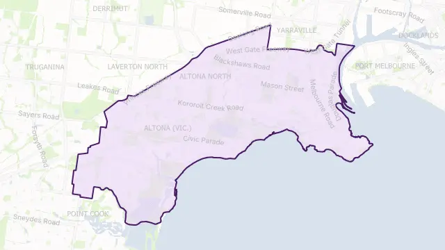 Hobsons Bay Council Area Boundary Map